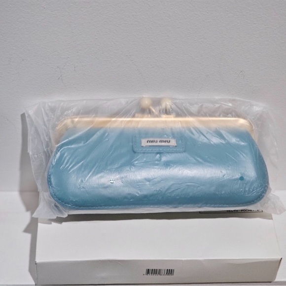 GWP-  Turquoise Patent Leather Clutch with Gold Chain